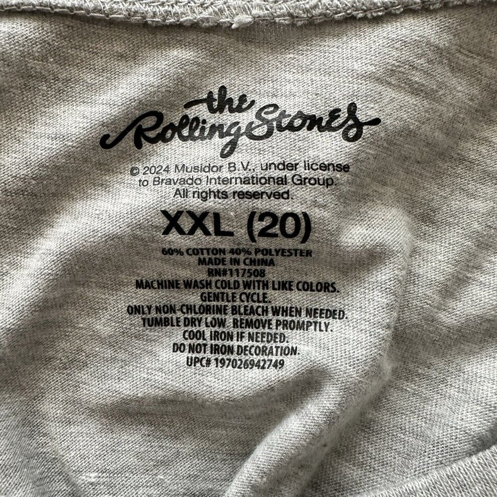 Rolling Stones Women’s T-Shirt 2XL Distressed 1975 Tour Gray NWT - Picture 6 of 11